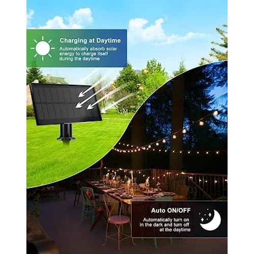 Solar String Lights Outdoor Waterproof 50FT with USB Port and 27 Shatterproof G40 Bulbs(2 Spare), LED Solar Powered Patio Lights for Outside, Porch, Backyard, Bistro, Garden, Market - 2200K