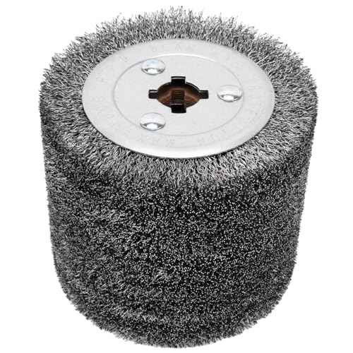 4.7"x 4" Stainless Steel Wire Brush Drum,0.3mm Drawing Wheel Wire Wheel Burnishing Tool,Surface Conditioning Tool Drum for Metal Surface Polishing Grinding Rust Removal-3/4 Quad Keyway