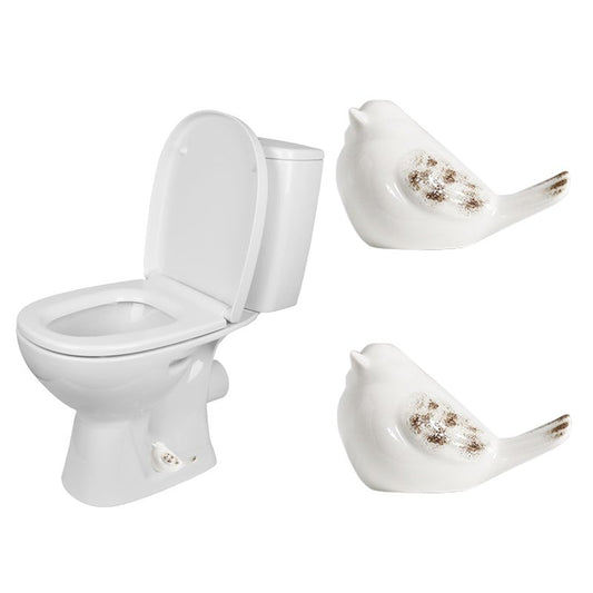 2 Pcs Ceramic Bird Toilet Floor Bolt Caps, Cute Animal Toilet Bolt Covers Decorative for Bottom, Decorative Bathroom Easy Installation（Bird-White01