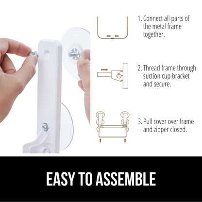 GORILLA GRIP Cat Window Perch, Foldable Cat Window Hammock Bed with 6 Large Suction Cups, Cordless Indoor Wall Shelves, Strong Metal Frame Holds 40lbs, Reversible Washable Sherpa Cover, Large Gray