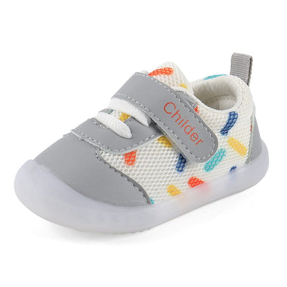 MASOCIO Baby Shoes Boys Girls First Walking Toddler Trainers Sneakers Pre Walker Boy Infant 12-18 Months Size 3 UK Child Grey