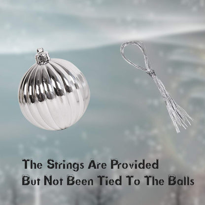 Lulu Home Christmas Ball Ornaments, 34 Ct 1.57" Pre-Strung Hanging Ornament Decorations, Xmas Shatterproof Plastic Balls for Holiday Party Wreath Garlands Trees, Silver