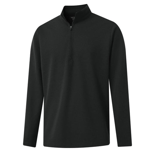 Rouen Mens Quarter Zip Pullover Performance Solid Casual Golf Long Sleeve Half Zip Pullover Sweatshirts for Men Black