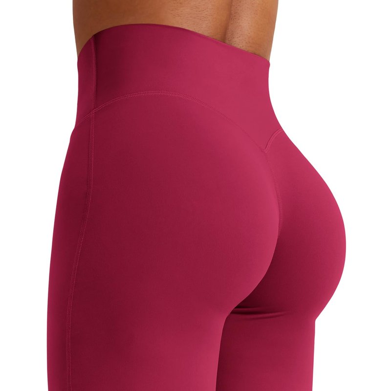 YEOREO Workout Leggings Womens No Front Seam Straight Leggings 33" High Waist Buttery Eddiy Gym Yoga Pants Ruby Red XL