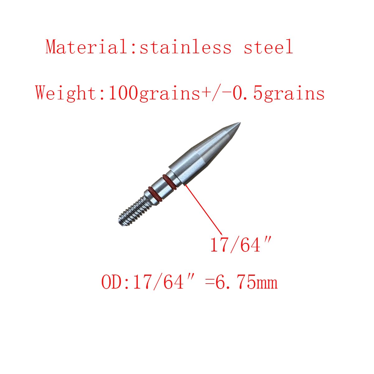 100/125/150/200 Grains Archery Field Points Practice Field Tips, Stainless Steel Archery Target Practice Hunting Arrow Tip for Recurve, Compound Bow Crossbow, Screw in Broadheads (A 17/64″-100grains)
