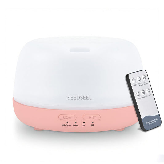 300ML Essential Oil Diffuser with 7-Color LED Lights and Remote Control, Modern Minimalist Design, High-Efficiency Ultrasonic Mist Aromatherapy Diffuser for Home
