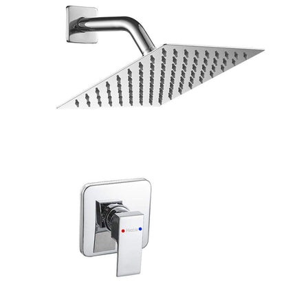 Heable Single Function Shower Trim Kit with Rough-in Valve, Bathroom Rain Shower Set Rainfall Shower Faucet System with Square Stainless Steel Metal Shower Head, Polished Chrome
