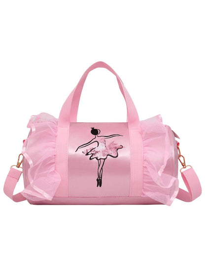 besbomig Girls Ballet Dance Bag Pink Shoulder Crossbody Sports Bag Princess Shoes Dancewear Storage Handbag Tote for Ballerina Dancer Kids