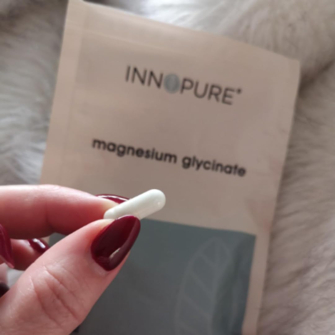 INNOPURE Magnesium Glycinate - 90 Capsules - Bioavailable Magnesium Supplements - 1000mg Per Serving (2 Capsules) Providing 200mg of Elemental Magnesium Bisglycinate Powder - Made in The UK