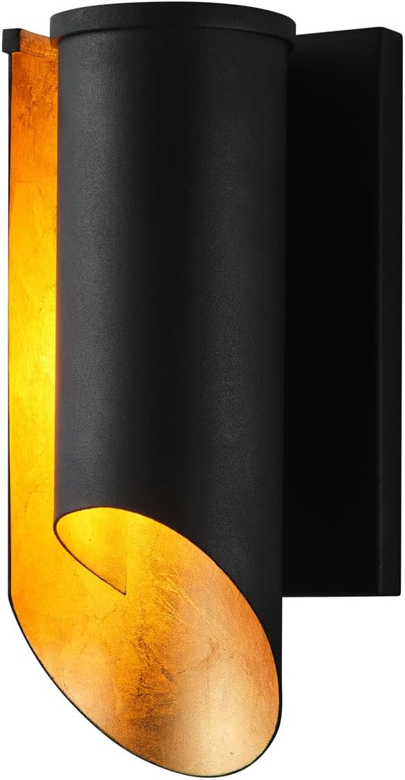 Modern Industrial Ada Wall Sconce – Black Metal with Brass Accents – Elegant Indoor Wall Light for Living Room, Hallway, or Bedroom