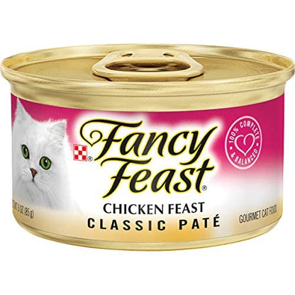 Fancy Feast Chicken Feast Classic Pate Collection Grain Free Wet Cat Food Multi-Pack - (Pack of 24) 3 oz. Pull-Top Cans