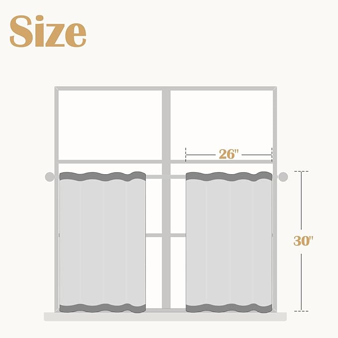 jinchan Striped Linen Kitchen Curtains 30 Inches Length Tier Curtains Farmhouse Modern Cafe Style Small Window Treatments Airy Light Filtering Rod Pocket for Living Room Bathroom 2 Panels Sage Green