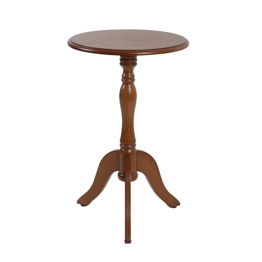 HLR Round Small End Table, Wooden Pedestal Side Coffee Tables, Vintage Accent Nightstand for Living Room, Bedroom, Entryway (1, Walnut)