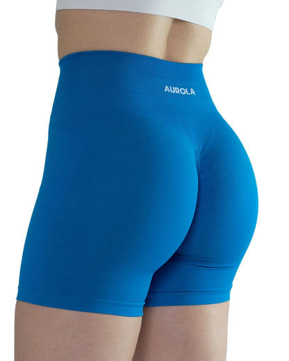 AUROLA Intensify Workout Shorts for Women Seamless Scrunch Short Gym Yoga Running Sport Active Exercise Fitness Shorts(M,Diva Blue)