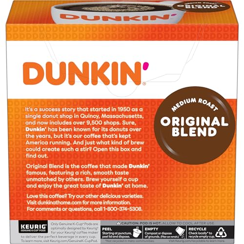 Dunkin' Original Blend Medium Roast Coffee, 128 Keurig K-Cup Pods