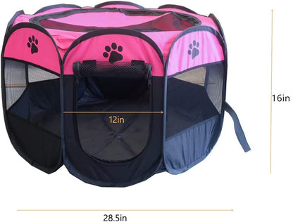 Dotala PET Portable Foldable Pet Dog Cat Playpen Crates Kennel/Premium 600D Oxford Cloth,Removable Zipper Top, Indoor and Outdoor Use (Rose)