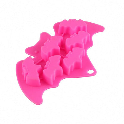 MoldFun 4pc/set Halloween Skull Bat Witch Ghost Shape Silicone Mold Tray for Chocolate Candy Gummy Ice Cube Jello Jelly Cake Mini Soap Wax Crayon Melt
