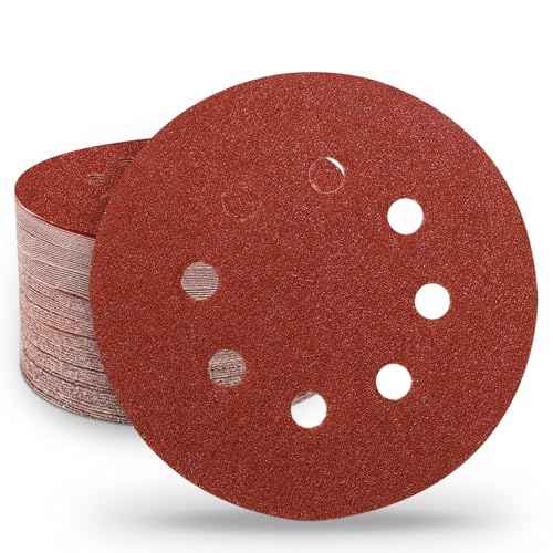 5 Inch Sanding Discs Hook and Loop, 70 PCS 8 Hole Adhesive Sandpaper, Including 40/60/80/120/180/240/320 Grit for Random Orbital Sander