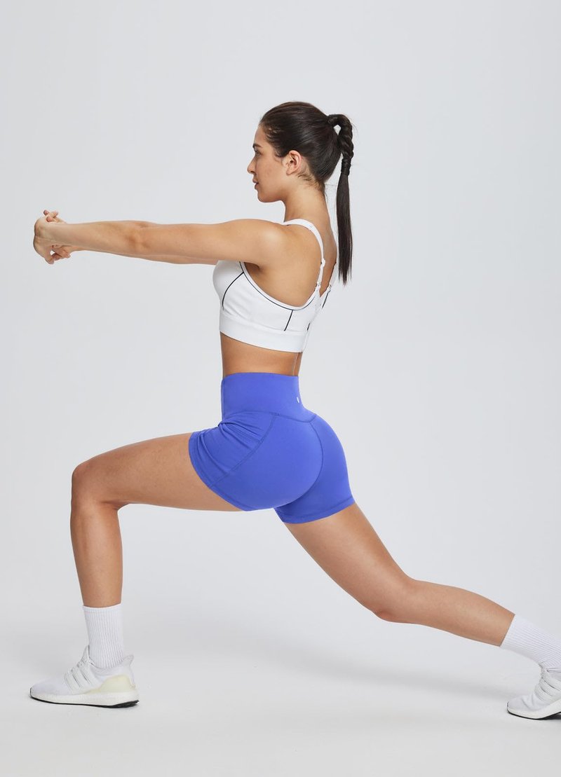 baleaf Gym Shorts Women 3" Biker Workout Yoga Spandex Running Volleyball Tummy Control Compression with Pockets Earth Blue S