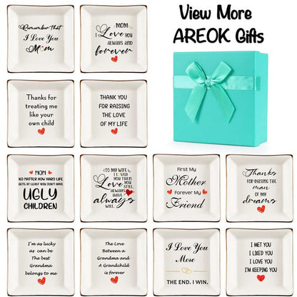 AREOK Best Gifts for Wife Gifts from Husband, Valentines Day Gift for Wife Her - Happy Anniversary Birthday Presents for Girlfriend Romantic, Ceramic Ring Dish, Jewelry Tray, Trinket Dish, I Love You