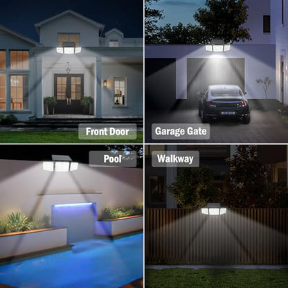daphino Solar Lights Outdoor 2500LM Motion Sensor Outdoor Lights,3 Head 355° Wide Angle Street Area Lights, Waterproof Security Lights with 3 Modes(Non-Remote,3 Pcs)