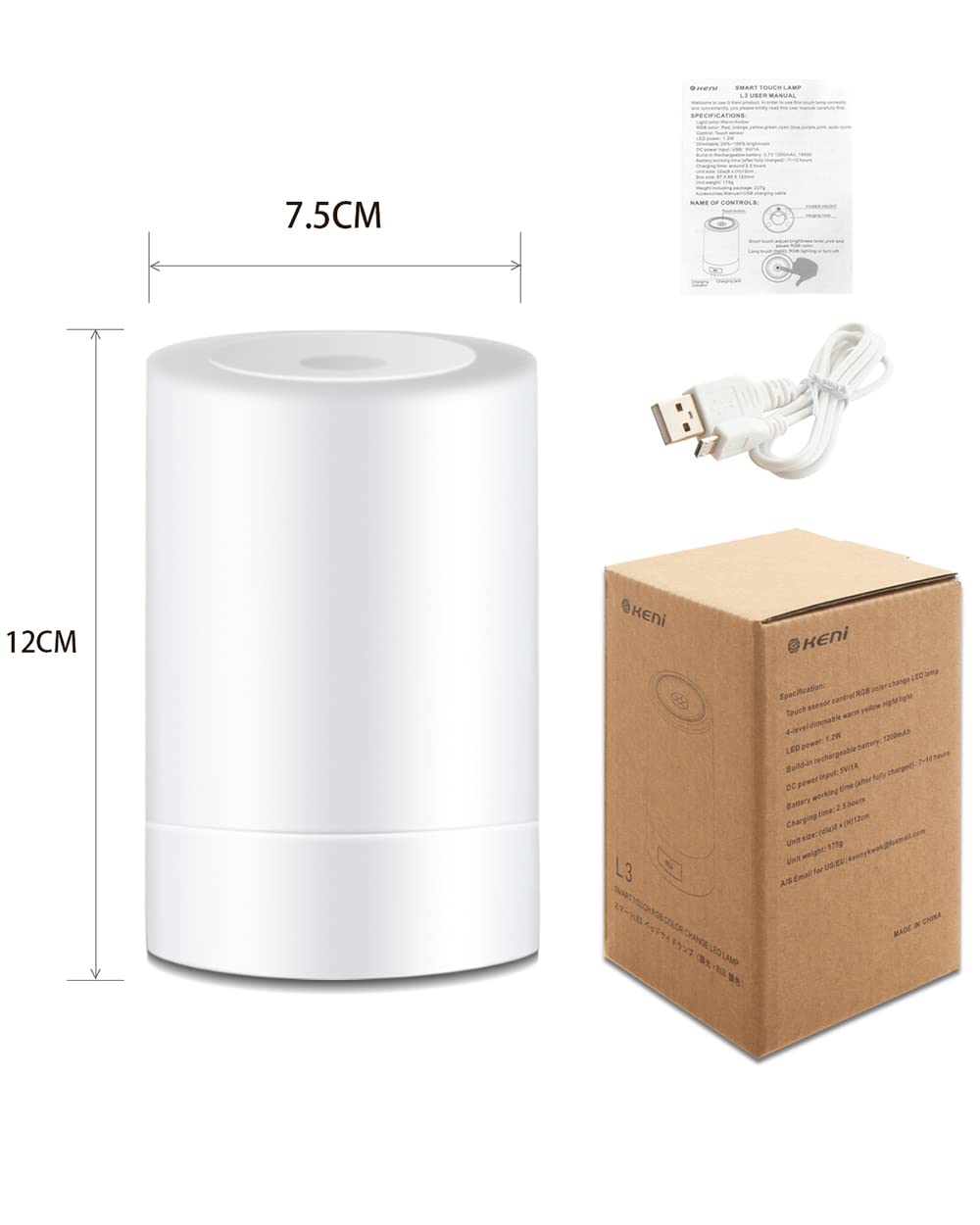 G Keni Nursery Night Light for Baby, Portable LED Touch Night Lamp for Kids and Adult, Breastfeeding, Sleep Aid, USB Rechargeable Nursing Lamp, Bedside Dimmable Warm Night Light, Soft Eye Caring