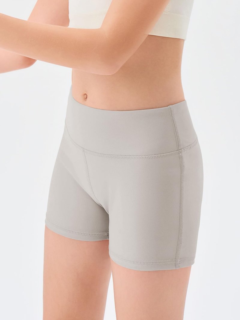 Haloumoning Girls Athletic Shorts Kids High Waisted Yoga Dance Biker Shorts Comfy Gymnastics Shorts 5-14Y Light Gray
