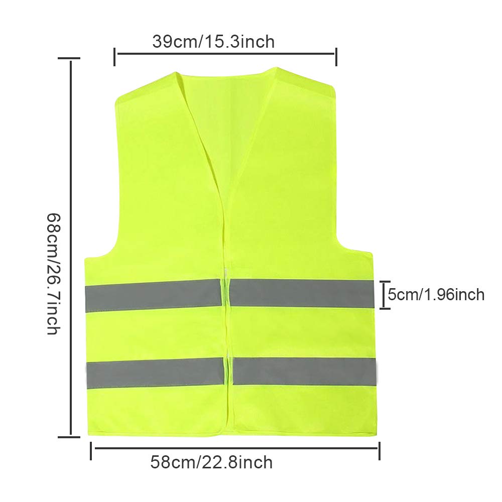 BUZIFU 4pcs Safety Reflective Vests, Yellow High Visibility Vest, to Improve Visibility at Night or in Low Light Conditions, for Running/Biking/Walking