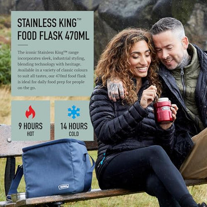 Thermos Stainless King Food Flask, 470ml Capacity - Sleek Multi- Purpose Flask for Daily Food Prep - Durable Stainless Steel with Classic Duck Egg Finish - Ideal for On-the-Go Meals & Drinks