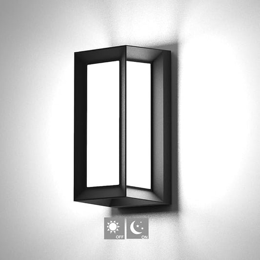 Sytmhoe Outdoor Wall Light Dusk to Dawn,Modern Exterior Wall Sconce LED,6000k Black Exterior Wall Fixtures,Ouside Light for House Garage Walkway Backyard Garden