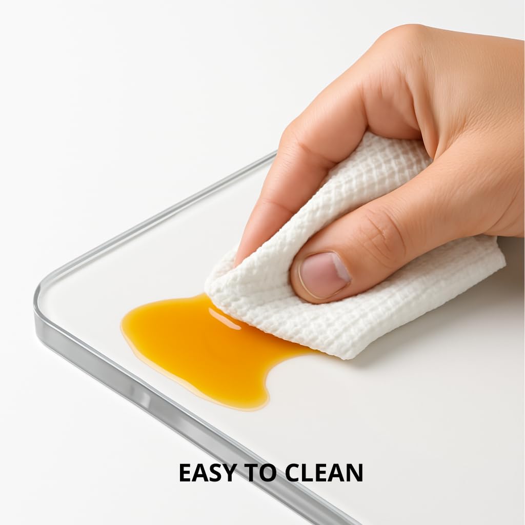 Acrylic Cutting Board with Counter Lip, Clear Cutting Boards for Countertop Protector, Non-Slip Cutting Board for Kitchen Counter, Aesthetic Kitchen Decor Gadgets House Warming Gifts(16.1"x12.5")