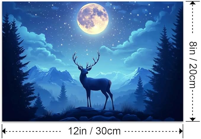 Yesad Deer Wall Art, Christmas Canvas Wall Art, Animal Picture Artwork Aesthetic Poster Prints Wall Décor for Farmhouse Living Room, Bedroom, Office (Unframed,12”x8”,Deer4)