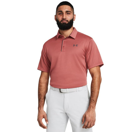 Under Armour Men's Tech Golf Polo, (611) Sedona Red / / Pitch Gray, Large Tall