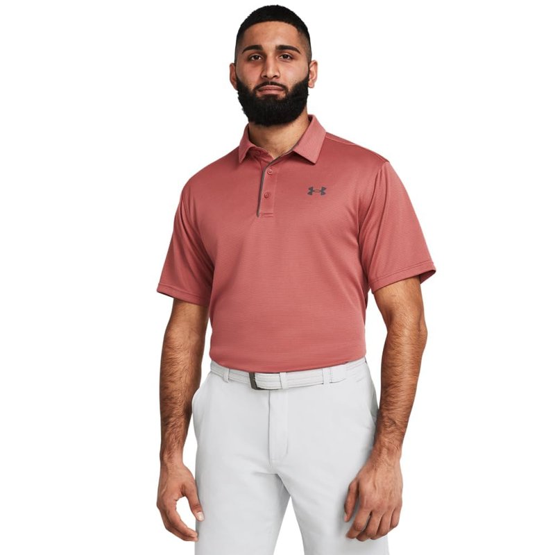 Under Armour Men's Tech Golf Polo, (611) Sedona Red / / Pitch Gray, X-Small