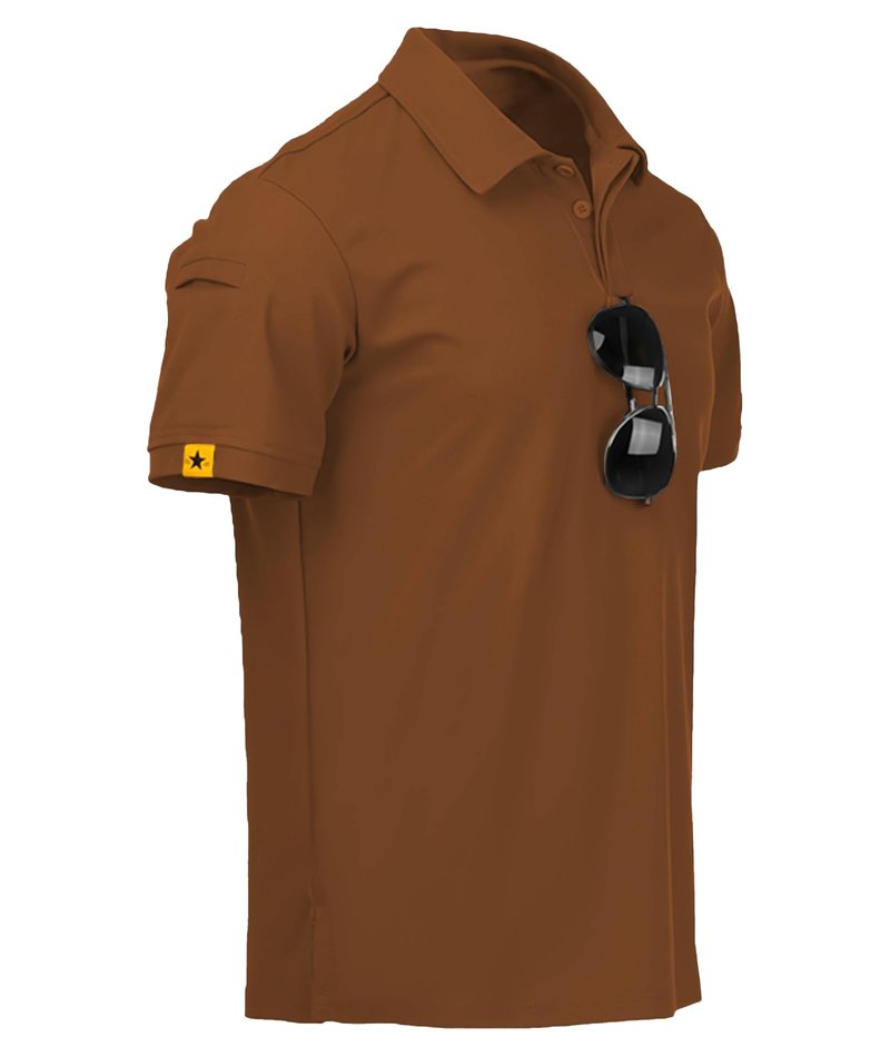ZITY Mens Polo Shirt Short Sleeve Sports Tactical T-Shirt Athletic Golf Polos Daily Casual Stylish Collared Shirts for Men Light Brown X-Large