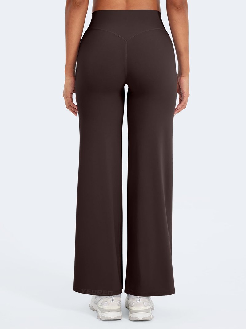 YEOREO Workout Leggings Womens No Front Seam Straight Leggings 29" High Waist Buttery Eddiy Gym Yoga Pants Dark Brown XL