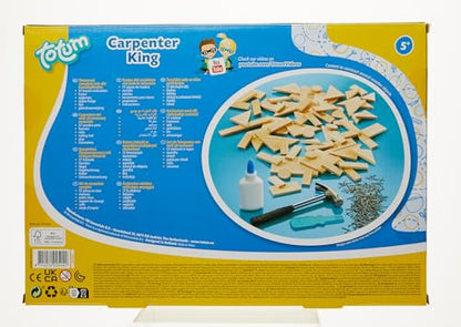 Hammer game Carpenter King- carpenter set: with wooden parts, nails and wooden hammer, Wood Color