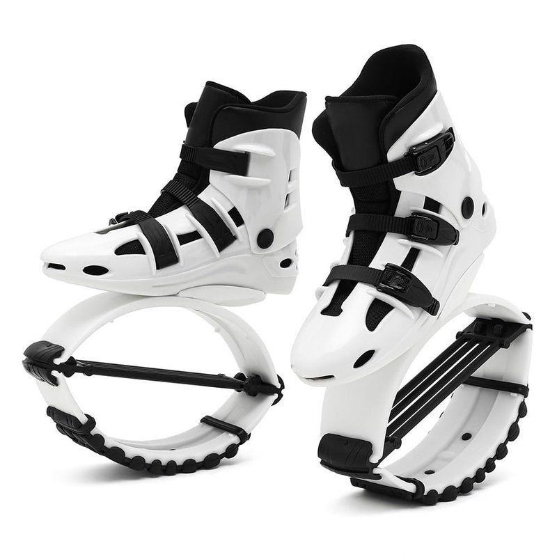 KPUKGJDK Kangaroo Jump Shoes for Women & Men – High Bounce Moon Shoes, Bouncy Jumping Boots for Exercise, Fitness, Weight Loss & Fun, Adjustable Fit, Low-Impact Rebounder Design(Black/White,X-Large)