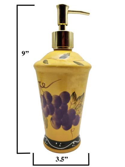 ACK Ceramic Hand Painted Tuscany Fruit Décor Refillable Soap Dispenser,Lotion Jar, Kitchen Décor, Bathroom Décor