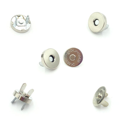 50 Sets Silver Tone Magnetic Purse Snap Clasps Button/Great for Closure Purse Handbag Clothes Sewing Craft No Tools Required 14mm (18Y50)