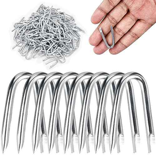 AccEncyc Wire Staples 80Pcs Steel Fence Staple Nails U Shaped Nails 1-1/4'' U Staples for Fencing, Wire Mesh (80Pcs)