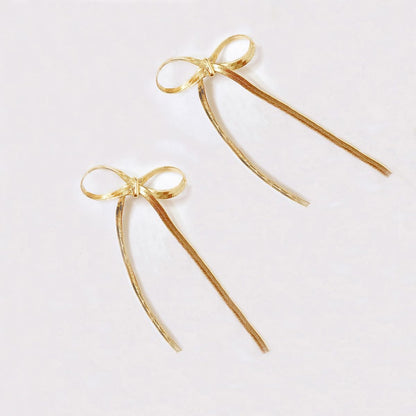 LOKLIFFAI Bow Drop Dangle Earrings for Women, Long Tassel Chain Earrings Wedding Statement Earrings