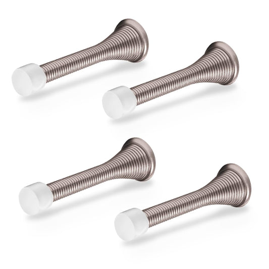 Door Stoppers for Wall – Spring Door Stopper with Rubber Tip – 3-1/4" – Pack of 4 – Doorstop – Ideal for Home, Offices, Schools
