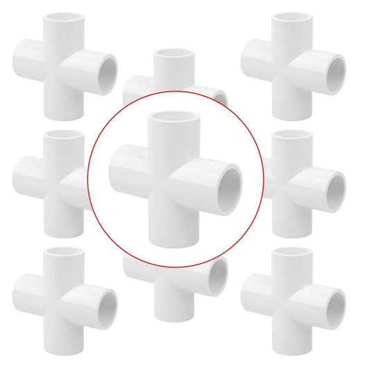 Lswteiz 8Pack 3/4Inch Cross PVC Fittings 4-Way Cross Elbow Pipe Fittings Connector for DIY Garden Shelf, Greenhouse Frame Tent Connections, Furniture Grade SCH40