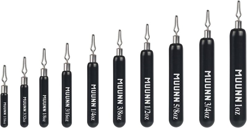 Tungsten Drop Shot Weights - 10 Pack with Quick-Change 360° Rotating Clip | 3 Colors, 10 Sizes, 1/16oz-1oz