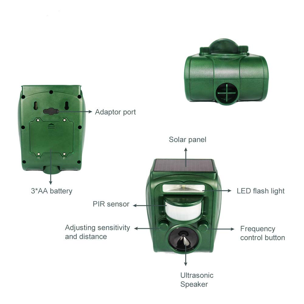 Broox 2025 Upgraded Solar Animal Repellent, Cat Repellent Outdoor, Squirrel Repellent, Deer Repellent, Ultrasonic pest Repeller, IP65 Waterproof, Motion Detection, Dog, Raccoon, Skunk, Rabbit, Rodent