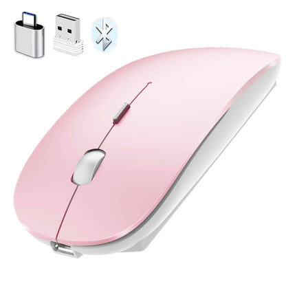Bluetooth Wireless Mouse for Laptop mac MacBook ipad MacBook air MacBook pro pc Desktop Computer Windows Chromebook Notebook (Silver)