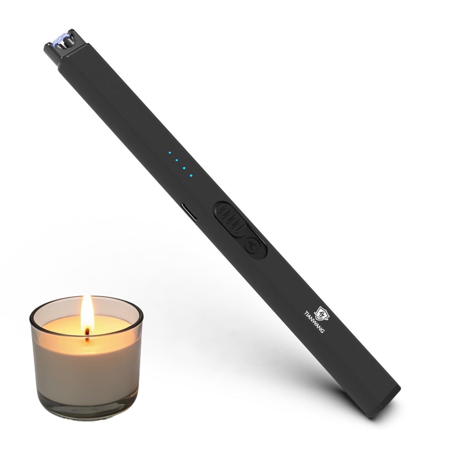 TIANWANG Elegant Electric Candle Lighter for Women with USB-C Charging, Portable and Easy to Use, Stylish Arc Lighter for Candles (Black)