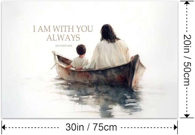 Yesad Jesus Wall Art Décor, Christian Wall Art, Jesus and Boy Canvas Wall Art Pictures Inspirational Wall Décor Motivational Poster Home Décor for Living Room Farmhouse (Unframed,30”x20”, Bible)