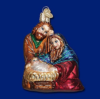 Old World Christmas Holy Family Glass Blown Ornament for Christmas Tree, Handcrafted Holiday Decoration, Religion Collection